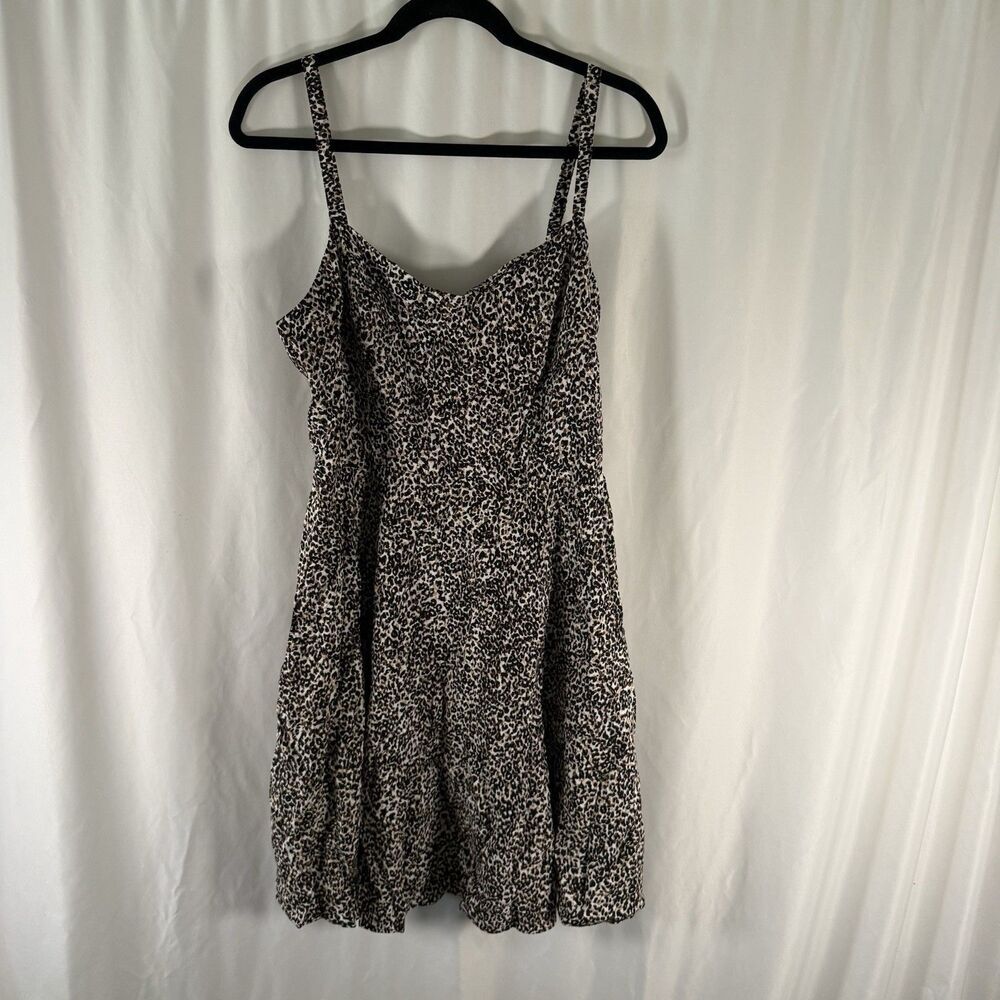 Old Navy Mini Dress Women's XL Cheetah Print Sleeveless Smocked Pullover